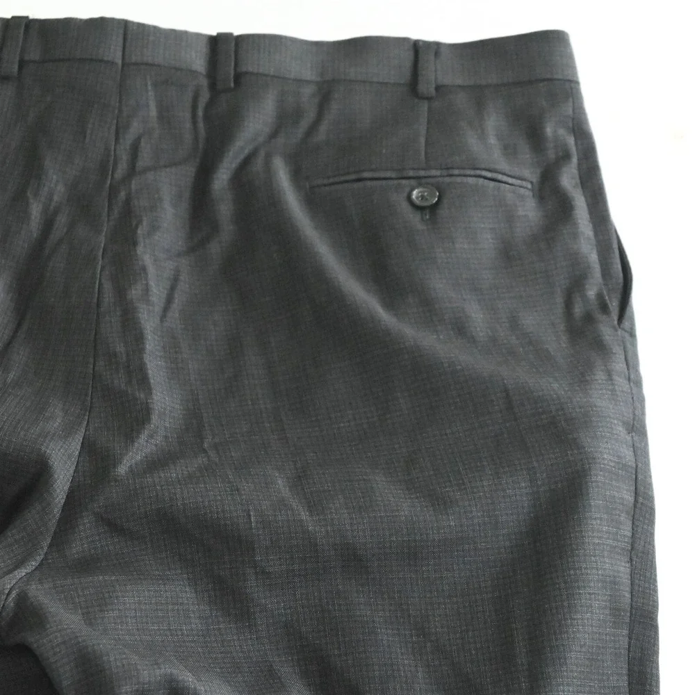 Hart Schaffner Marx 38x30 Gray Check USA Made Wool Mens Dress‎ Pants